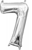 Mini Folienballon Zahl 7 silber 35cm