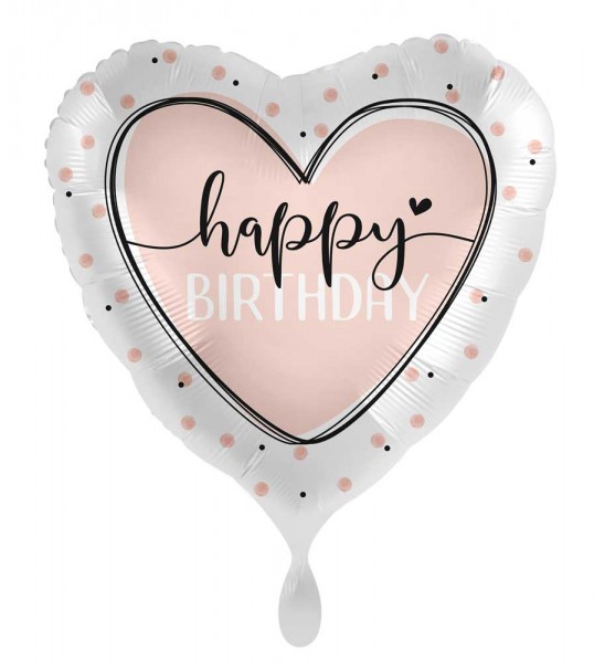 Herz Folienballon Birthday Creme 71cm