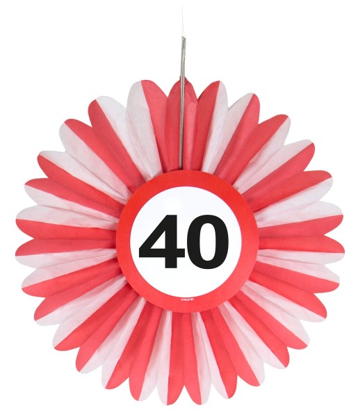 3 Verkehrsschild 40 Papierrosette 25cm
