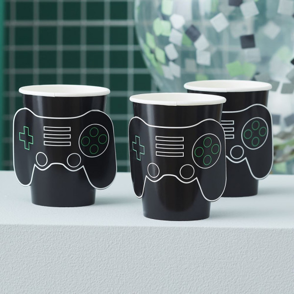 8 Gaming Becher schwarz 250ml