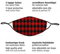 Vorschau: Mund Nasen Maske Harlekin rot-schwarz