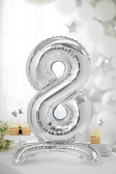 Silver 8 stående folieballong 70cm