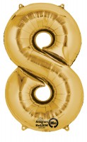 Zahlenballon 8 gold 83cm