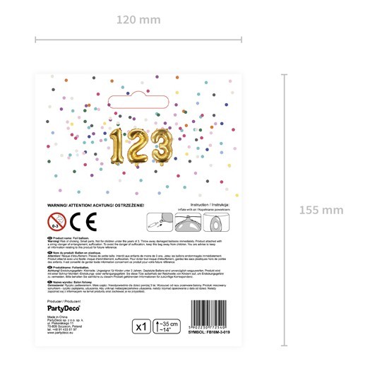 Zahl 3 Folienballon gold 35cm 4