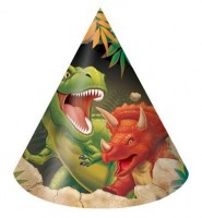 8 Höhlen Dino Partyhüte