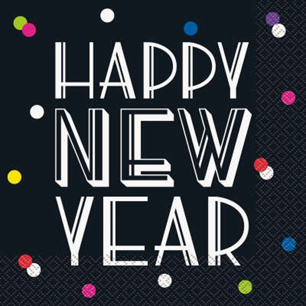 16 Silvester Servietten neon dots 33cm