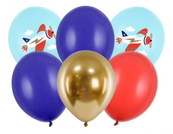 6 Fly High Flugzeug Luftballons 30cm