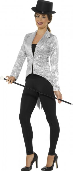 Glamour Pailletten Frack Für Damen Silber