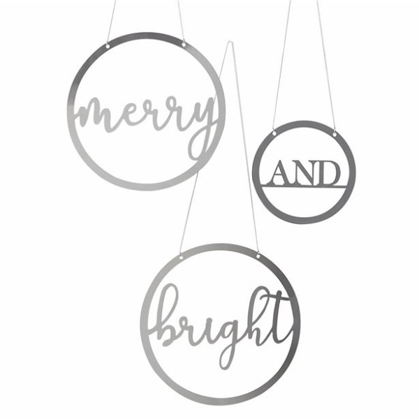 3 Merry and Bright Christmas Acryl Hängedeko