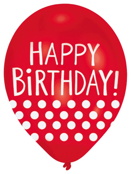 6 Happy Birthday Ballons mit Punkten 28 cm 4