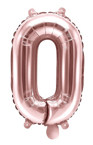 Metallic Zahlenballon 0 roségold 35cm