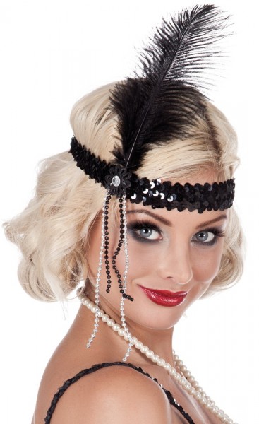 20er Jahre Stirnband Mit Pailletten & Feder