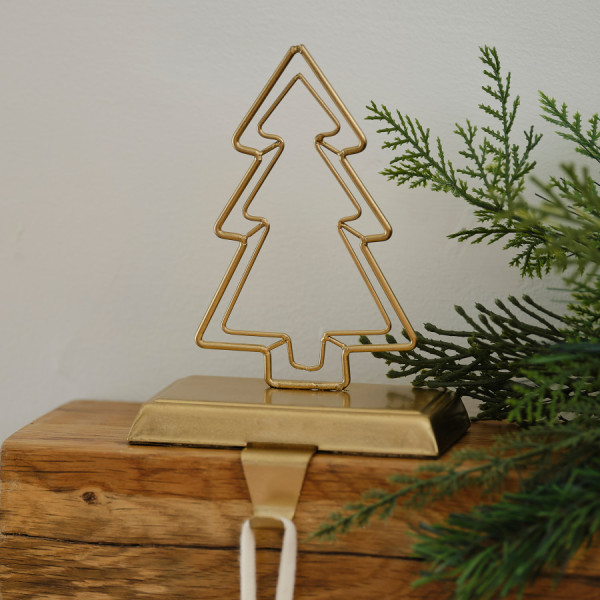 Strumpfaufhänger Tannenbaum Gold
