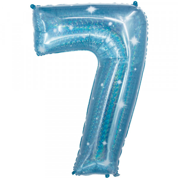 Holografische Zahl 7 aqua 1,01m
