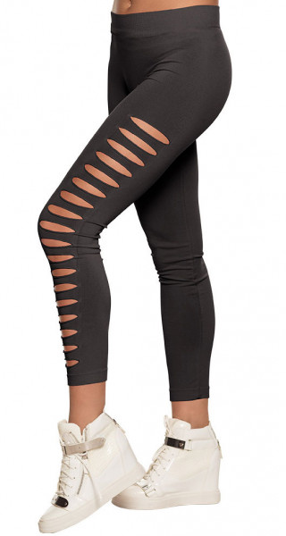 Schwarze Leggings mit Schlitzen