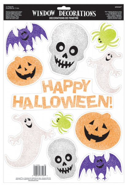 Halloweenparty glitzernde Fenstersticker 11-teilig