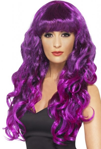 Violette Lockenpracht Perücke Mit Pony