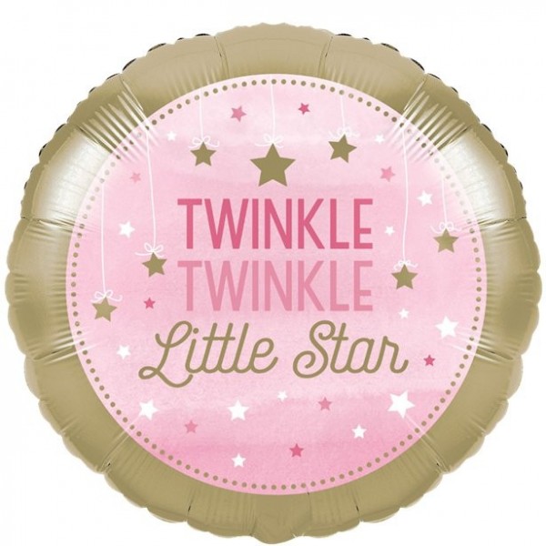Twinkle Pink Star Folienballon 43cm