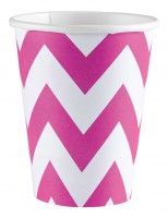 8 Süße Zacken Pappbecher pink 266ml
