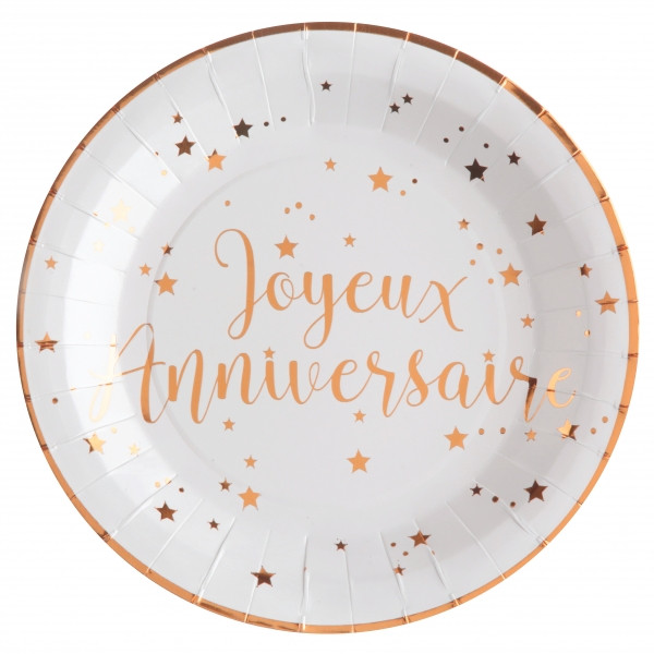 10 Joyeux Anniversaire Teller roségold 22,5cm