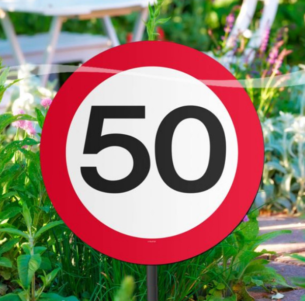 Verkehrsschild 50 Beetstecker 52cm