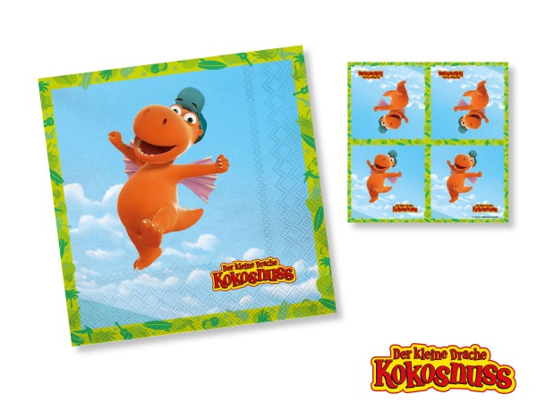 20 Kleiner Drache Kokosnuss Servietten 33cm
