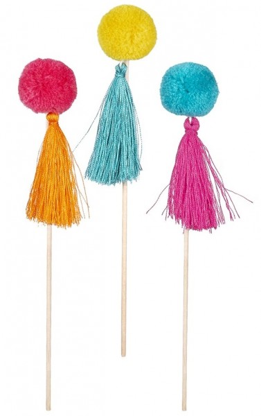 6 Lama Zirkus Bommel Sticks 18cm