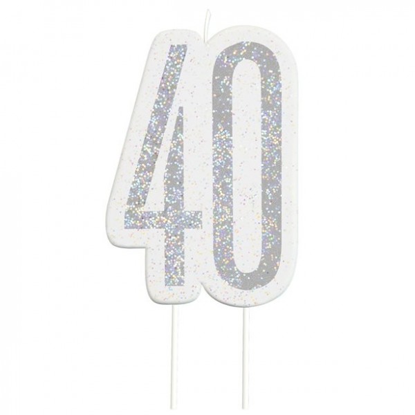 40. Geburtstag silberfarbene Tortenkerze