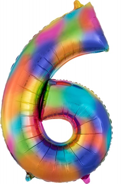 Regenbogen Zahl 6 Folienballon