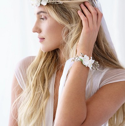Weißer Boho Blumenkranz 18cm 5