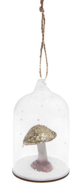 Pilz im Schnee Glas Baumschmuck
