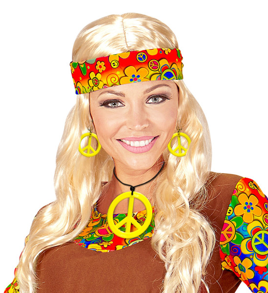Hippie peace smycken i gult