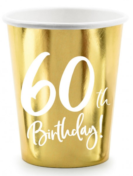 6 Glossy 60th Birthday Becher 220ml
