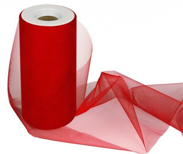 Tüll Tischrolle Maya rot 25m x 15cm