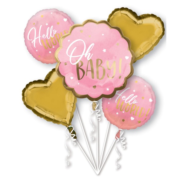 Hello World Ballon Bouquet rosa