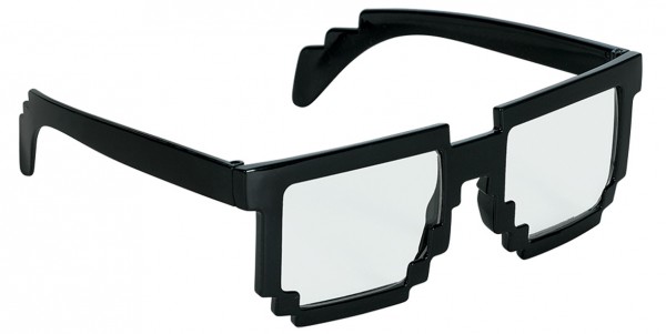 Verrückte Pixel Brille Schwarz Gamer Party