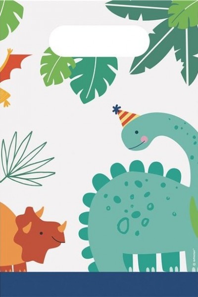 8 Party Dinos Papiertüten 23 x 16cm