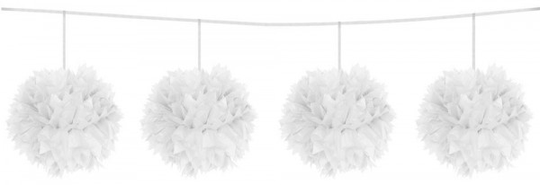 Weiße Pompon Girlande Fluffy 3m
