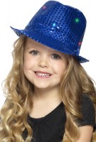 Paillettenhut Party Night Blau mit LED-Leuchten