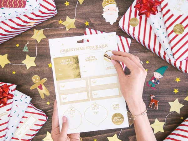 10 Bögen Weihnachtssticker gold 3