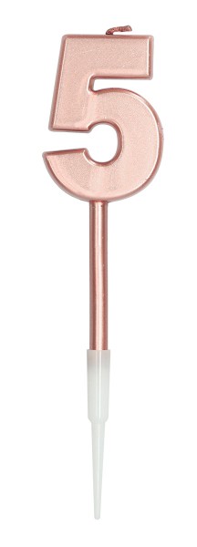 Rosy Blush Zahlenkerze 5 roségold 14cm