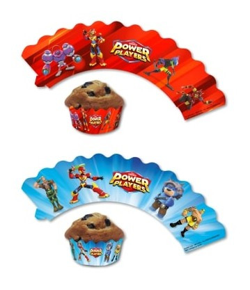 12 Power Player Cupcake Banderolen
