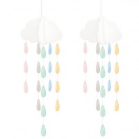 2 Wolken Mobiles mit Tropfen