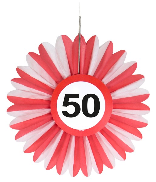 3 Verkehrsschild 50 Papierrosette 25cm