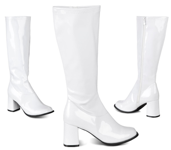70er Weiße Lackstiefel