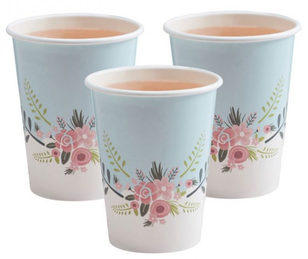 8 Vintage Flore Pappbecher 250ml