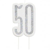 50. Geburtstag silberfarbene Tortenkerze