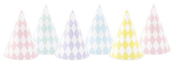6 Candy Party Hüte 16cm