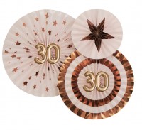 3 Papierrosetten 30. Geburtstag Glamour and Shine