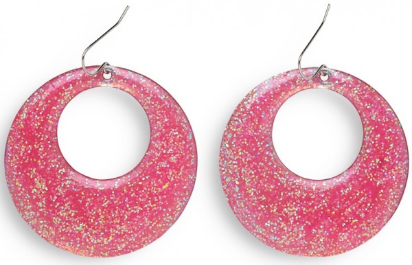 Disco Fever Glitzer Ohrringe Pink